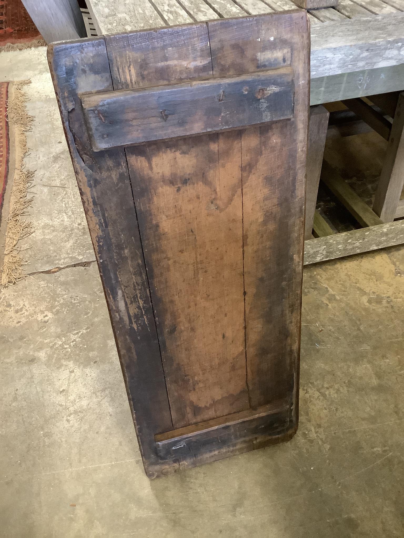 A small 18th century oak 6 plank coffer. W-80cm, D-32cm,H-45cm.